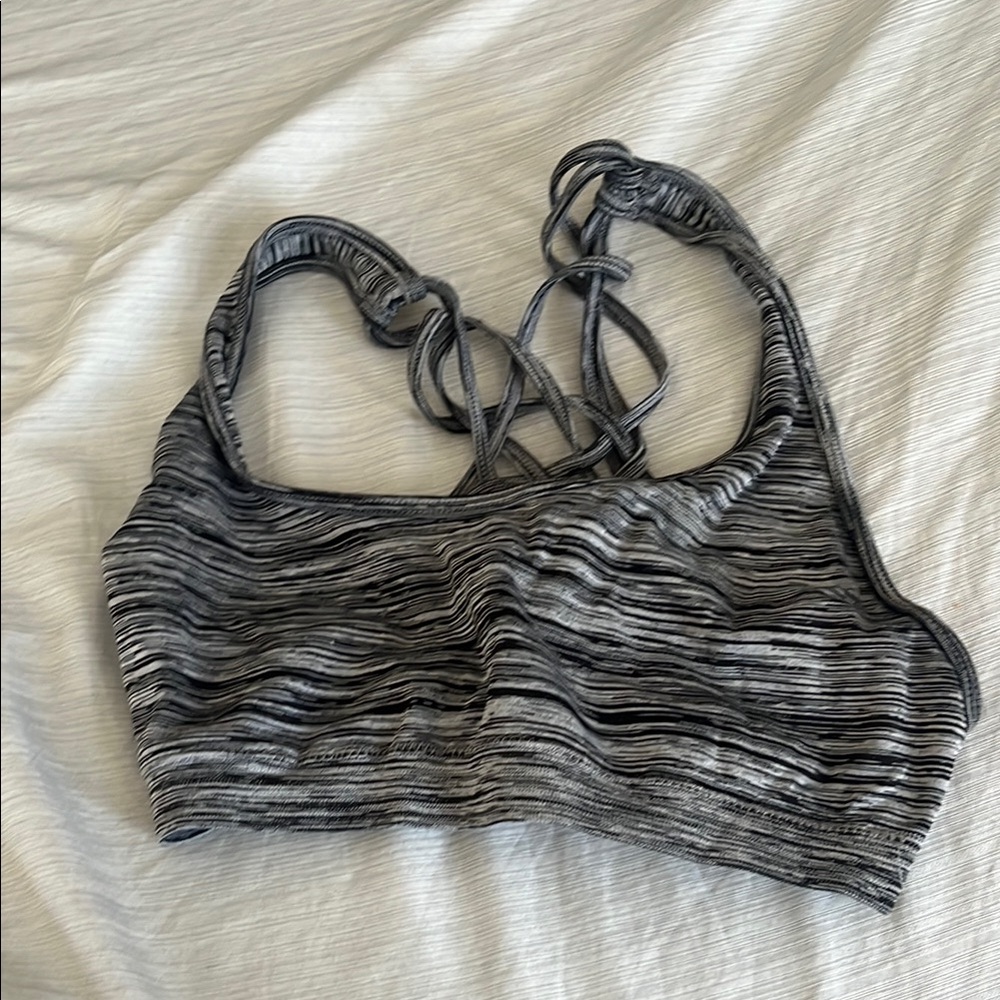 Gray Strappy Sports Bra